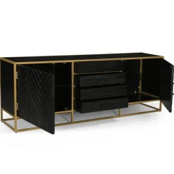 Mangohoutonline Mangohouten Dressoir Napels 210 cm Goud Mahom