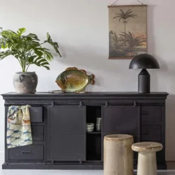 Mangohoutonline Mangohouten Dressoir Newark Black 190 cm Mahom