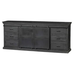 Mangohoutonline Mangohouten Dressoir Newark Black 220 cm Mahom