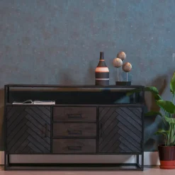 Mangohoutonline Mangohouten Dressoir Toronto Black 145x90 cm Mahom