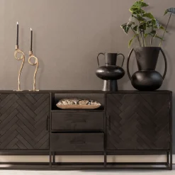 Mangohoutonline Mangohouten Dressoir Toronto Black 180 cm Mahom