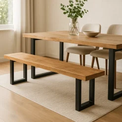 Mangohoutonline Mangohouten Eetkamerbank Britt U-poot 160x40 cm Mahom