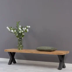 Mangohoutonline Mangohouten Eetkamerbank Columbus X-poot 180x40 cm Mahom