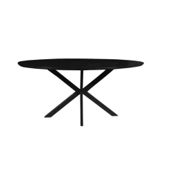 Mangohoutonline Mangohouten Eettafel Bologna Ovaal Black 220x110 cm Mahom