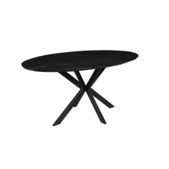 Mangohoutonline Mangohouten Eettafel Bologna Ovaal Black 220x110 cm Mahom