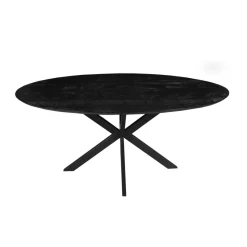 Mangohoutonline Mangohouten Eettafel Bologna Ovaal Black 160x90 cm Mahom