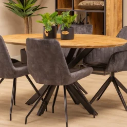 Mangohoutonline Mangohouten Eettafel Bologna Ovaal 160x90 cm Mahom