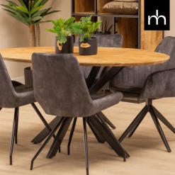 Mangohoutonline Mangohouten Eettafel Bologna Ovaal 180x100 cm Mahom