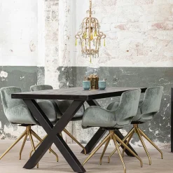 Mangohoutonline Mangohouten Eettafel Columbus Black Rechthoek 240x100 cm Mahom