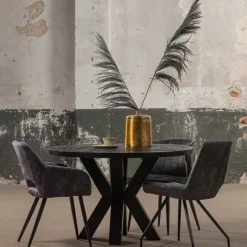 Mangohoutonline Mangohouten Eettafel Madison Black Rond Ø 150 Mahom