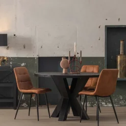 Mangohoutonline Mangohouten Eettafel Madison Black Rond Ø 130 Mahom