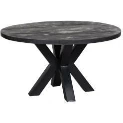 Mangohoutonline Mangohouten Eettafel Madison Black Rond Ø 130 Mahom