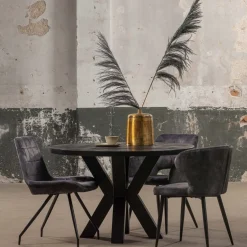 Mangohoutonline Mangohouten Eettafel Madison Black Rond Ø 130 Mahom