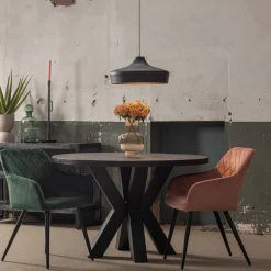 Mangohoutonline Mangohouten Eettafel Madison Black Rond Ø 130 Mahom