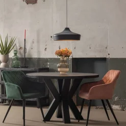 Mangohoutonline Mangohouten Eettafel Madison Black Rond Ø 120 Mahom