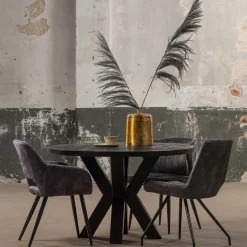 Mangohoutonline Mangohouten Eettafel Madison Black Rond Ø 120 Mahom