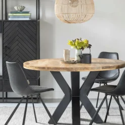 Mangohoutonline Mangohouten Eettafel Madison Rond 120 cm Mahom