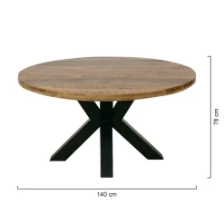 Mangohoutonline Mangohouten Eettafel Madison Rond 140 cm Mahom