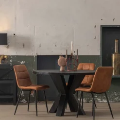 Mangohoutonline Mangohouten Eettafel Madison Black Rond Ø 160 Mahom