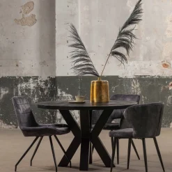 Mangohoutonline Mangohouten Eettafel Madison Black Rond Ø 160 Mahom