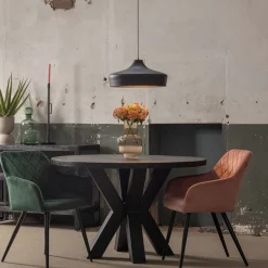 Mangohoutonline Mangohouten Eettafel Madison Black Rond Ø 160 Mahom