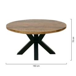 Mangohoutonline Mangohouten Eettafel Madison Rond 160 cm Mahom