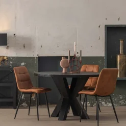 Mangohoutonline Mangohouten Eettafel Madison Black Rond Ø 110 Mahom