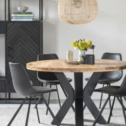 Mangohoutonline Mangohouten Eettafel Madison Rond 130 cm Mahom