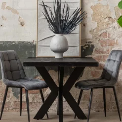 Mangohoutonline Mangohouten Eettafel Memphis Black Rechthoek 160x90 cm Mahom