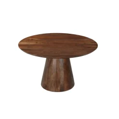Mangohoutonline Mangohouten Eettafel Nova Rond 130 cm Donkerbruin Mahom