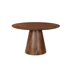 Mangohoutonline Mangohouten Eettafel Nova Rond 130 cm Donkerbruin Mahom
