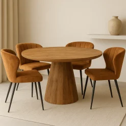 Mangohoutonline Mangohouten Eettafel Nova Rond 110 cm Mahom