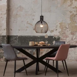 Mangohoutonline Mangohouten Eettafel Tulsa Black Ovaal 180×100 cm Mahom