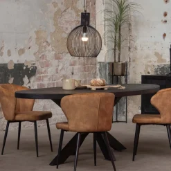 Mangohoutonline Mangohouten Eettafel Tulsa Black Ovaal 180×100 cm Mahom