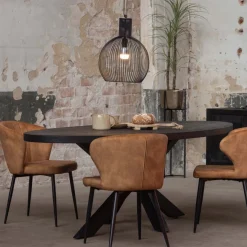 Mangohoutonline Mangohouten Eettafel Tulsa Black Ovaal 300×130 cm Mahom