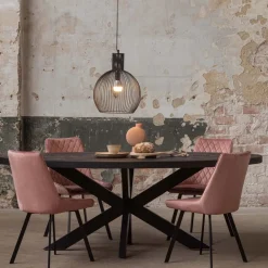 Mangohoutonline Mangohouten Eettafel Tulsa Black Ovaal 160×90 cm Mahom