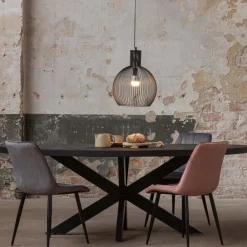 Mangohoutonline Mangohouten Eettafel Tulsa Black Ovaal 160×90 cm Mahom