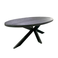 Mangohoutonline Mangohouten Eettafel Tulsa Black Ovaal 210×100 cm Mahom