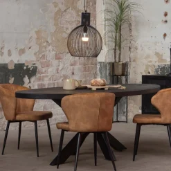 Mangohoutonline Mangohouten Eettafel Tulsa Black Ovaal 210×100 cm Mahom