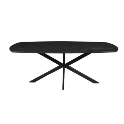 Mangohoutonline Mangohouten Eettafel Vicenza Black Deens Ovaal 160x90 cm Mahom