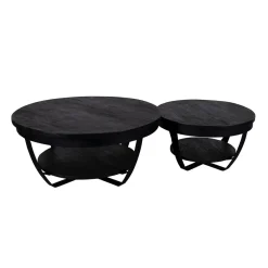 Mangohoutonline Mangohouten Salontafel Bakersfield Black 65 cm Mahom