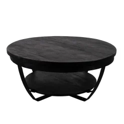Mangohoutonline Mangohouten Salontafel Bakersfield Black 65 cm Mahom