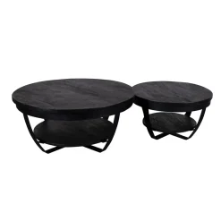 Mangohoutonline Mangohouten Salontafel Bakersfield Black 90 cm Mahom