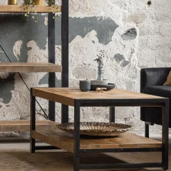 Mangohoutonline Mangohouten Salontafel Britt tweelaags 110 cm Mahom