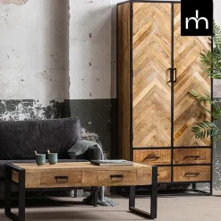 Mangohoutonline Mangohouten Salontafel Britt 120 cm met 2 lades Mahom