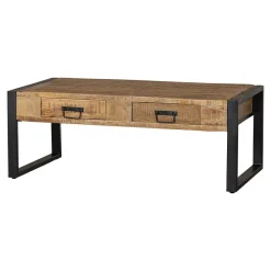 Mangohoutonline Mangohouten Salontafel Britt 120 cm met 2 lades Mahom