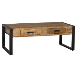Mangohoutonline Mangohouten Salontafel Britt 120 cm met 2 lades Mahom