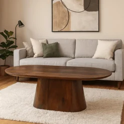 Mangohoutonline Mangohouten Salontafel Nova Capsule Donkerbruin 120 cm Mahom