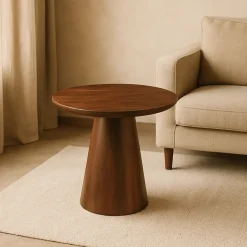 Mangohoutonline Mangohouten Salontafel Nova Rond 60 cm Donkerbruin Mahom