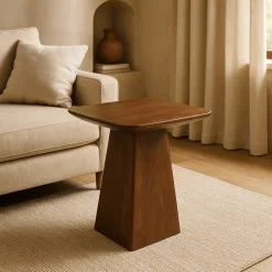 Mangohoutonline Mangohouten Salontafel Nova Vierkant 40x40 cm Donkerbruin Mahom